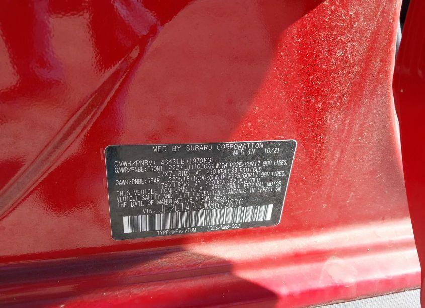 Photo 9 of 2021 Subaru Crosstrek PREMIUM (VIN JF2GTAPC0M8672676)