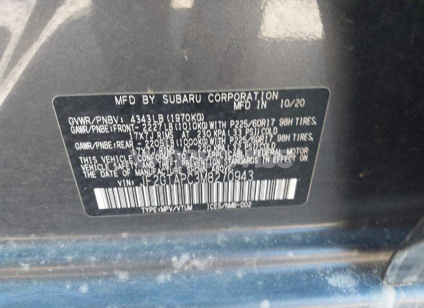 Photo 9 of 2021 Subaru Crosstrek PREMIUM (VIN JF2GTAPC3M8270943)