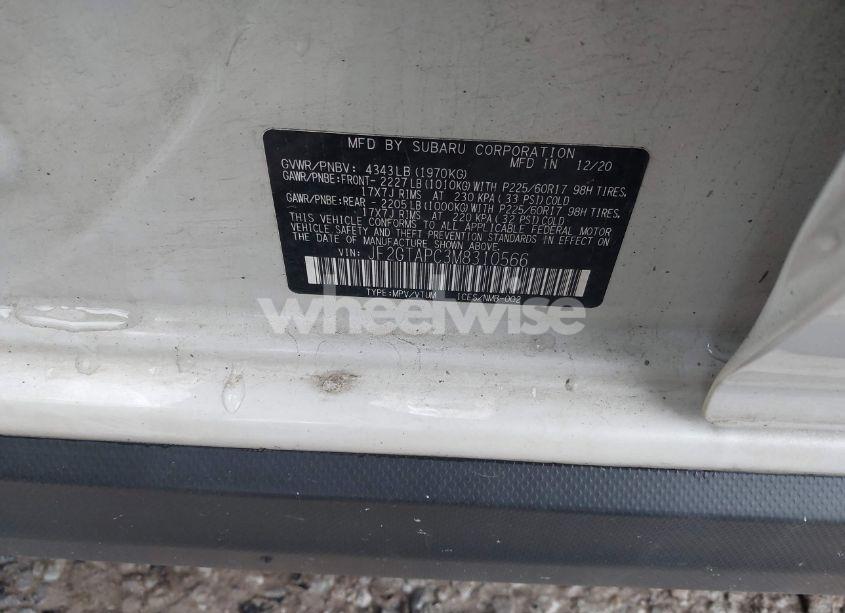 Photo 9 of 2021 Subaru Crosstrek PREMIUM (VIN JF2GTAPC3M8310566)