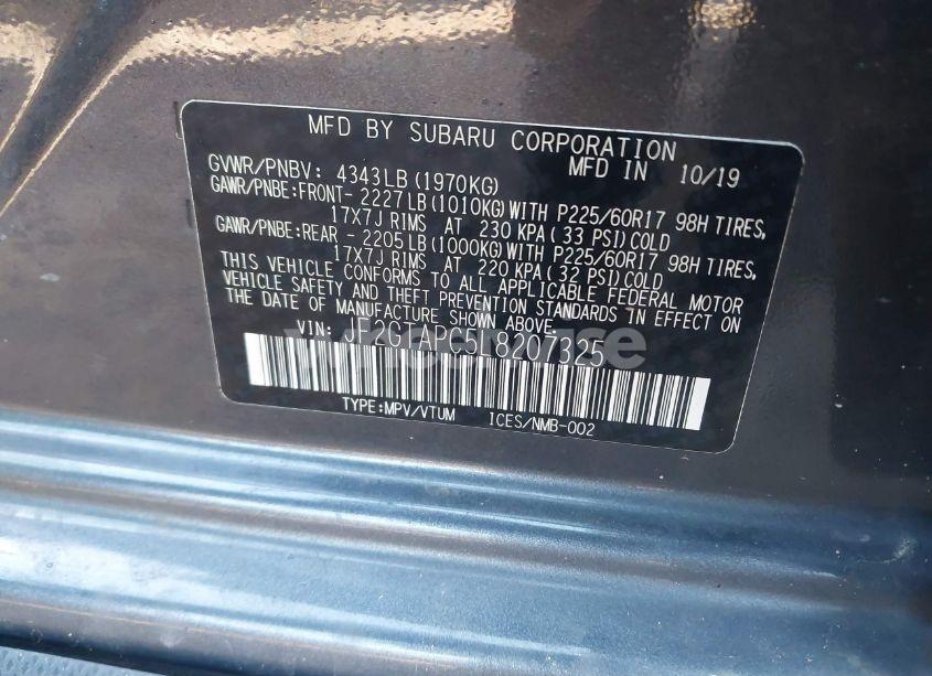 Photo 9 of 2020 Subaru Crosstrek PREMIUM (VIN JF2GTAPC5L8207325)