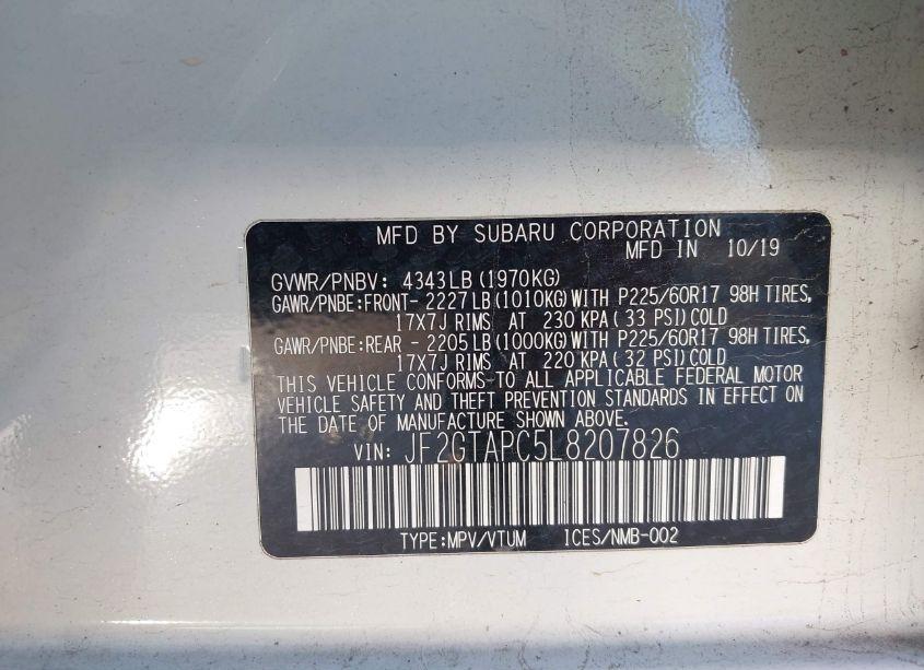 Photo 9 of 2020 Subaru Crosstrek PREMIUM (VIN JF2GTAPC5L8207826)