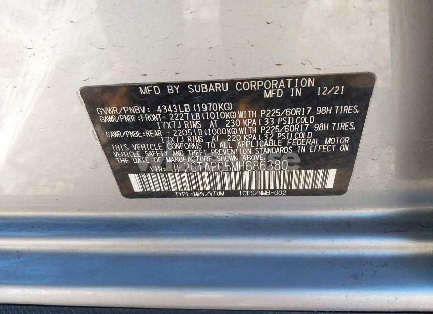 Photo 9 of 2021 Subaru Crosstrek PREMIUM (VIN JF2GTAPC5MH686380)