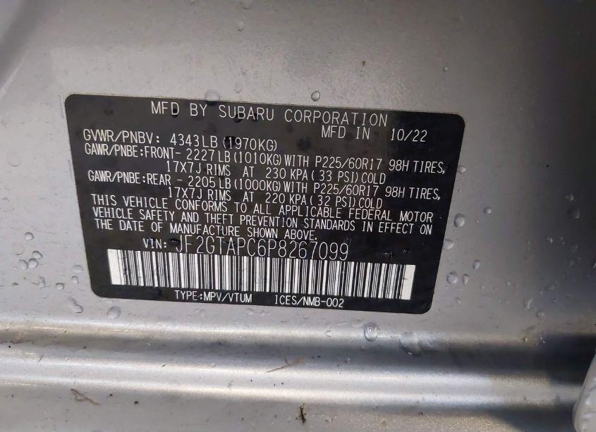 Photo 9 of 2023 Subaru Crosstrek PREMIUM (VIN JF2GTAPC6P8267099)