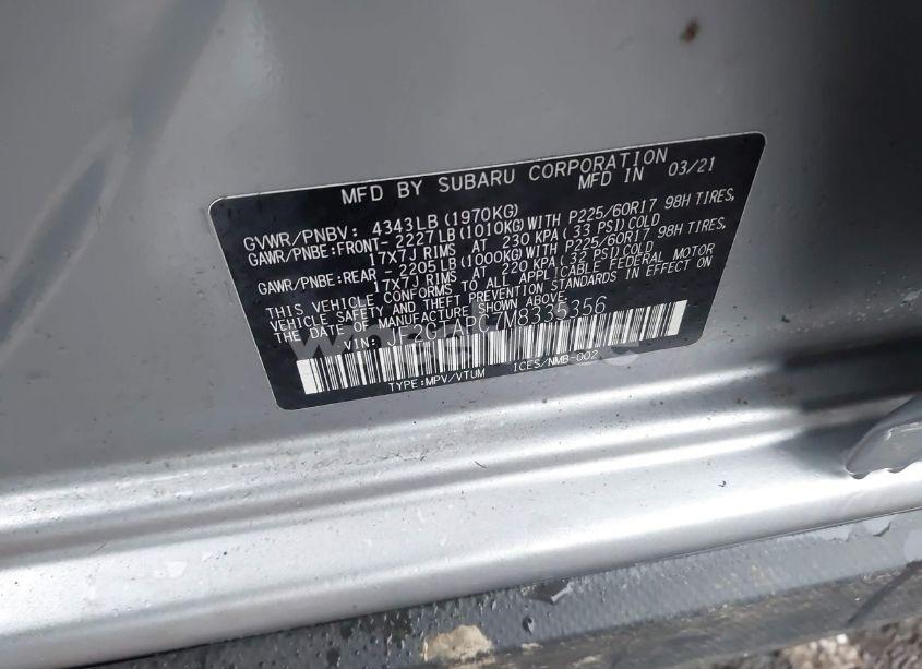 Photo 9 of 2021 Subaru Crosstrek PREMIUM (VIN JF2GTAPC7M8335356)