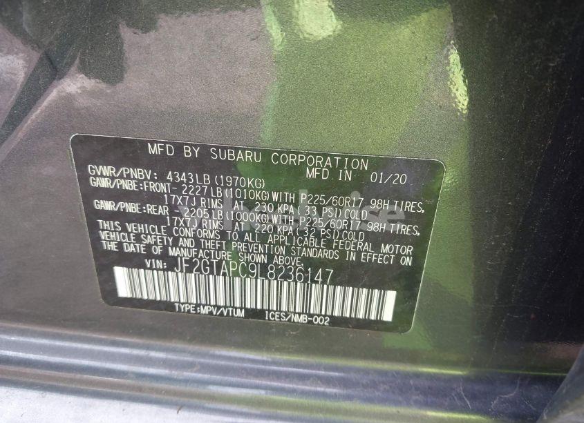 Photo 9 of 2020 Subaru Crosstrek PREMIUM (VIN JF2GTAPC9L8236147)