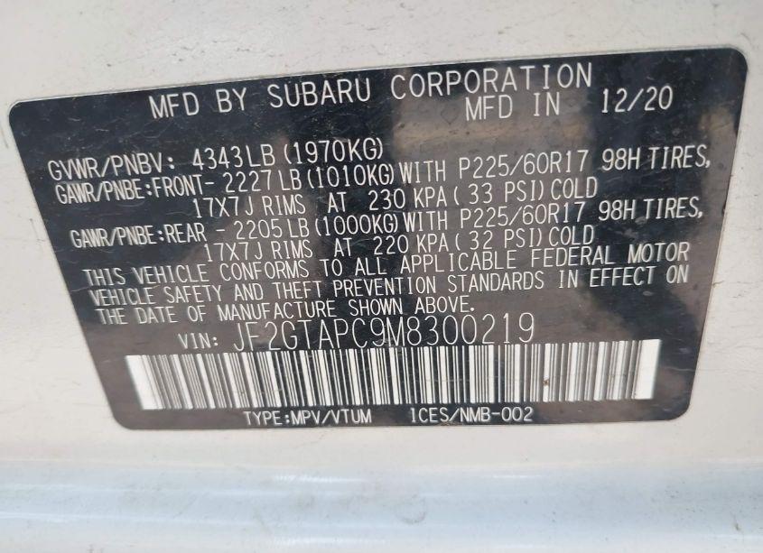 Photo 9 of 2021 Subaru Crosstrek PREMIUM (VIN JF2GTAPC9M8300219)