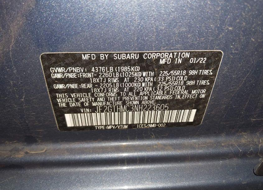 Photo 9 of 2022 Subaru Crosstrek LIMITED (VIN JF2GTHMC3NH223605)