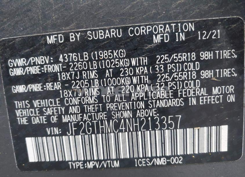 Photo 9 of 2022 Subaru Crosstrek LIMITED (VIN JF2GTHMC4NH213357)