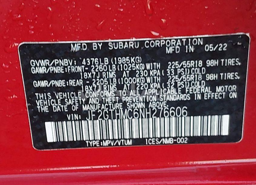 Photo 9 of 2022 Subaru Crosstrek LIMITED (VIN JF2GTHMC6NH276606)