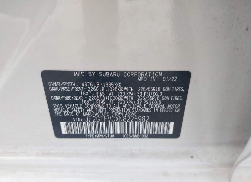 Photo 9 of 2022 Subaru Crosstrek LIMITED (VIN JF2GTHMCXN8225982)