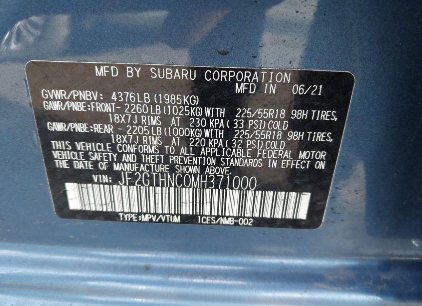 Photo 9 of 2021 Subaru Crosstrek LIMITED (VIN JF2GTHNC0MH371000)