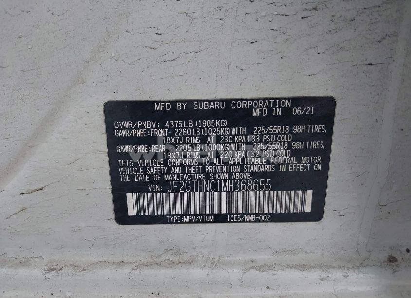 Photo 9 of 2021 Subaru Crosstrek LIMITED (VIN JF2GTHNC1MH368655)