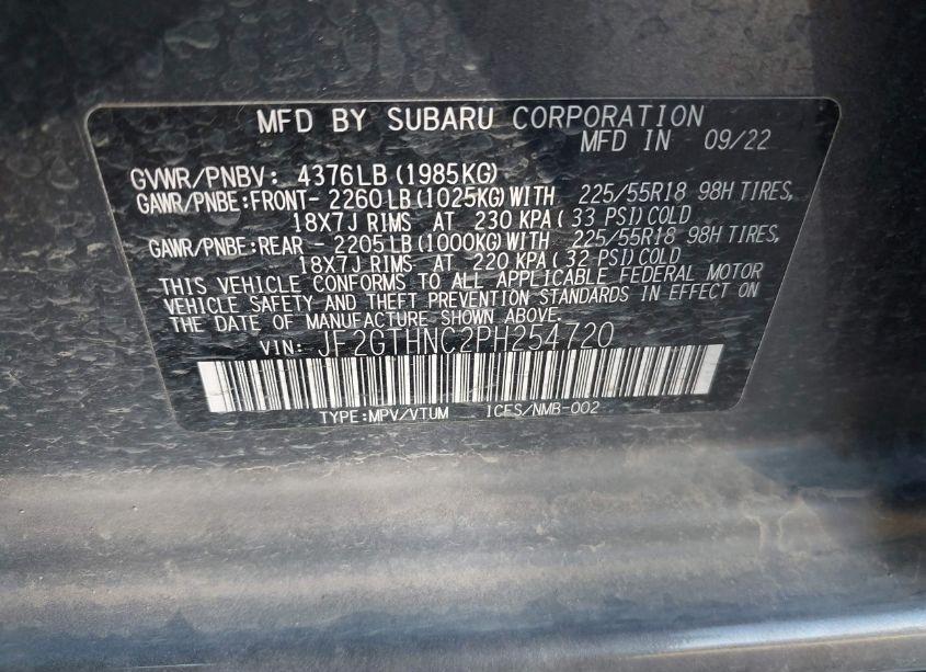 Photo 9 of 2023 Subaru Crosstrek LIMITED (VIN JF2GTHNC2PH254720)