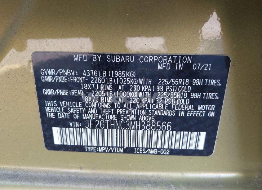 Photo 9 of 2021 Subaru Crosstrek LIMITED (VIN JF2GTHNC3MH388566)