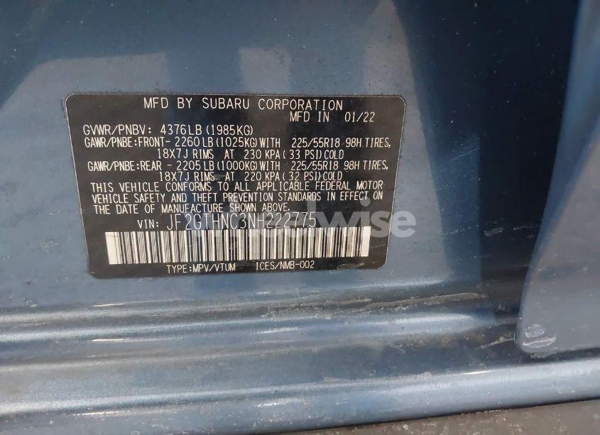 Photo 9 of 2022 Subaru Crosstrek LIMITED (VIN JF2GTHNC3NH222775)