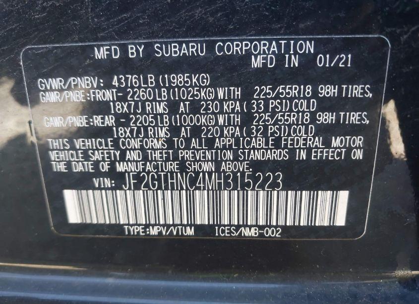 Photo 9 of 2021 Subaru Crosstrek LIMITED (VIN JF2GTHNC4MH315223)