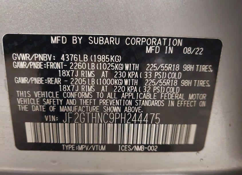 Photo 9 of 2023 Subaru Crosstrek LIMITED (VIN JF2GTHNC9PH244475)