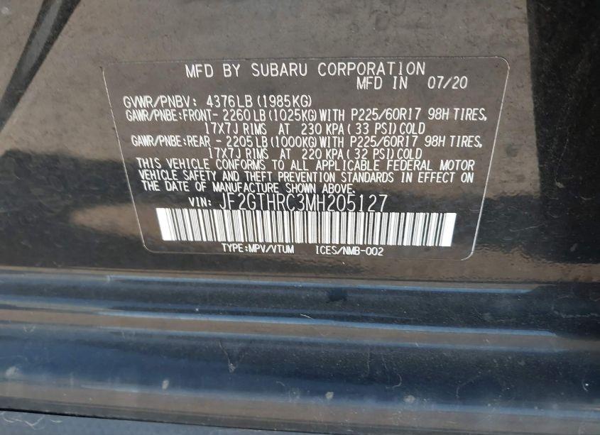 Photo 9 of 2021 Subaru Crosstrek SPORT (VIN JF2GTHRC3MH205127)