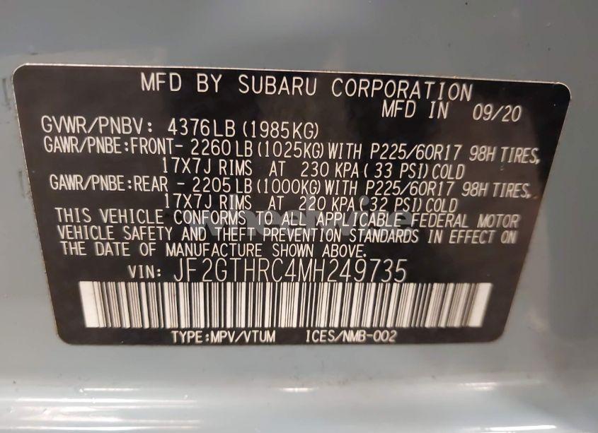 Photo 9 of 2021 Subaru Crosstrek SPORT (VIN JF2GTHRC4MH249735)