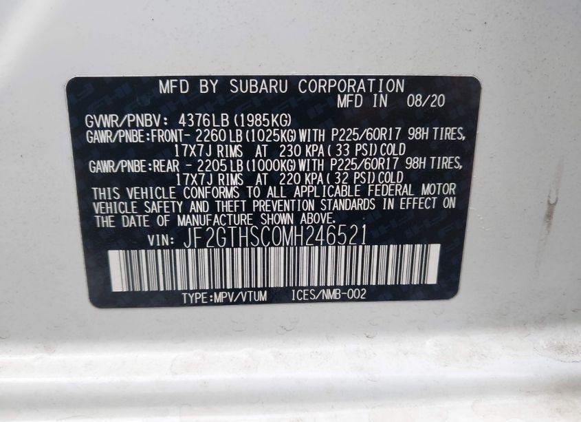 Photo 9 of 2021 Subaru Crosstrek SPORT (VIN JF2GTHSC0MH246521)