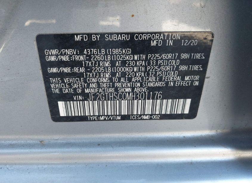 Photo 9 of 2021 Subaru Crosstrek SPORT (VIN JF2GTHSC0MH301176)