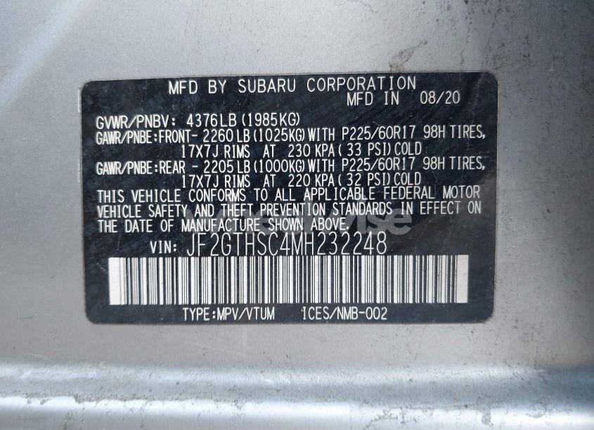 Photo 9 of 2021 Subaru Crosstrek SPORT (VIN JF2GTHSC4MH232248)