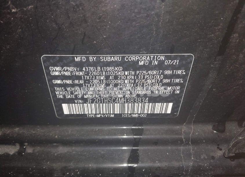 Photo 9 of 2021 Subaru Crosstrek SPORT (VIN JF2GTHSC4MH383834)