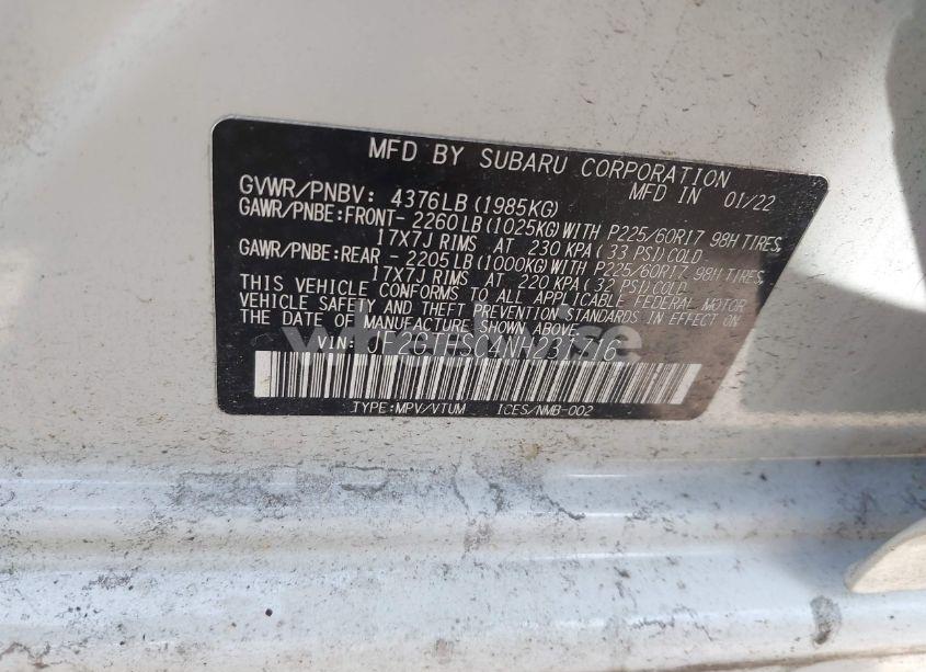 Photo 9 of 2022 Subaru Crosstrek SPORT (VIN JF2GTHSC4NH231716)