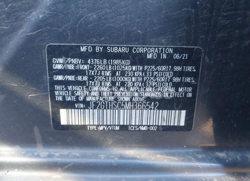 Photo 9 of 2021 Subaru Crosstrek SPORT (VIN JF2GTHSC5MH366542)