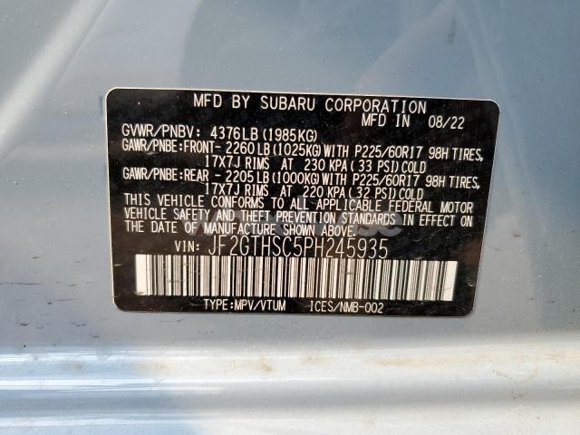 Photo 10 of 2023 SUBARU CROSSTREK SPORT (VIN JF2GTHSC5PH245935)