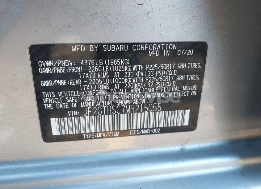 Photo 9 of 2021 Subaru Crosstrek SPORT (VIN JF2GTHSC7MH215055)