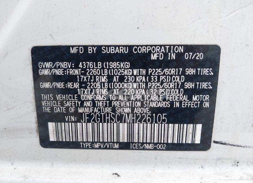 Photo 9 of 2021 Subaru Crosstrek SPORT (VIN JF2GTHSC7MH226105)