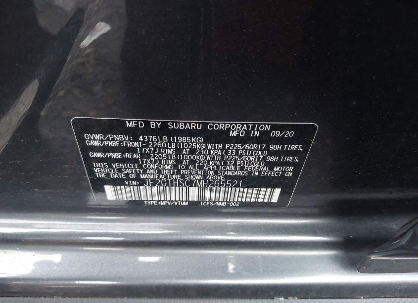 Photo 9 of 2021 Subaru Crosstrek SPORT (VIN JF2GTHSC7MH265521)