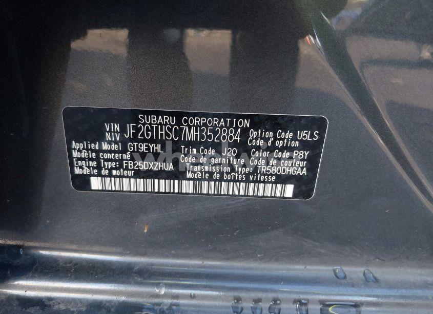 Photo 9 of 2021 Subaru Crosstrek SPORT (VIN JF2GTHSC7MH352884)