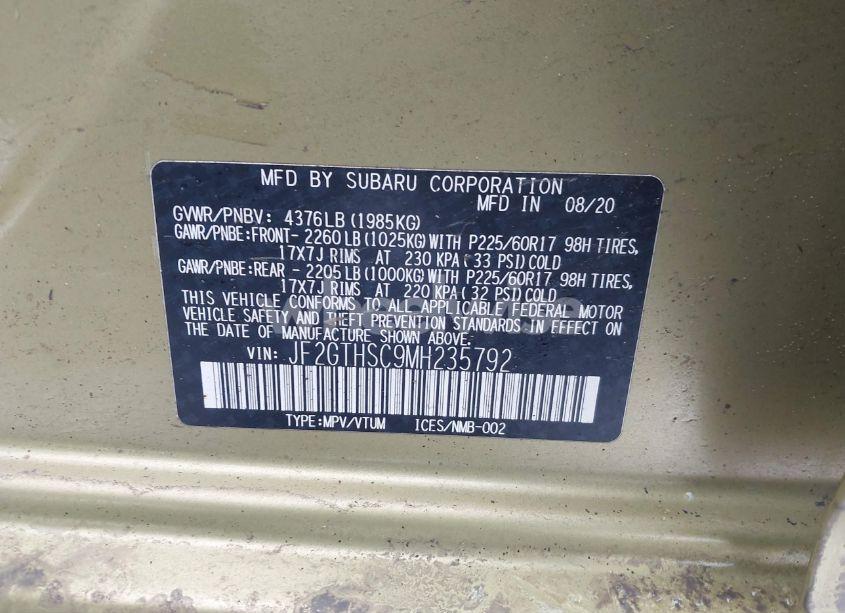 Photo 9 of 2021 Subaru Crosstrek SPORT (VIN JF2GTHSC9MH235792)