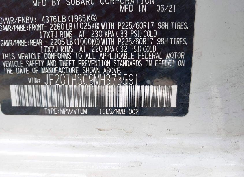 Photo 9 of 2021 Subaru Crosstrek SPORT (VIN JF2GTHSC9MH373591)