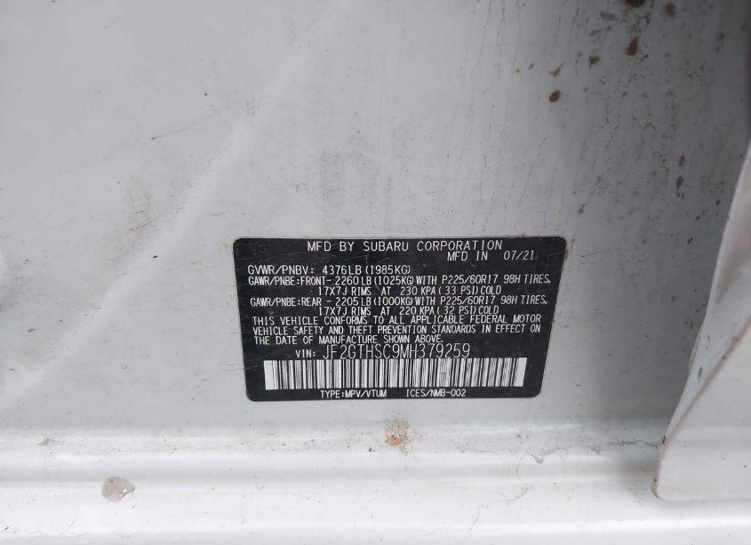 Photo 9 of 2021 Subaru Crosstrek SPORT (VIN JF2GTHSC9MH379259)