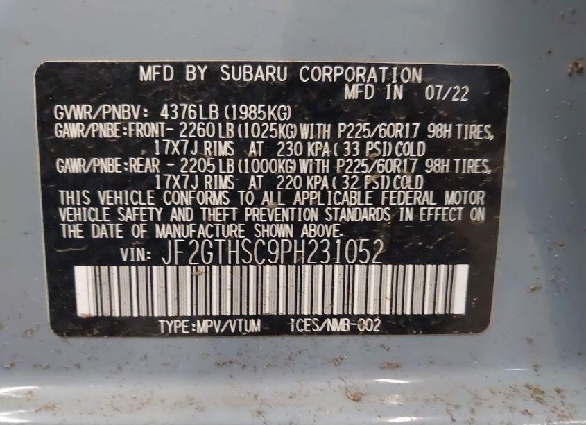 Photo 9 of 2023 Subaru Crosstrek SPORT (VIN JF2GTHSC9PH231052)