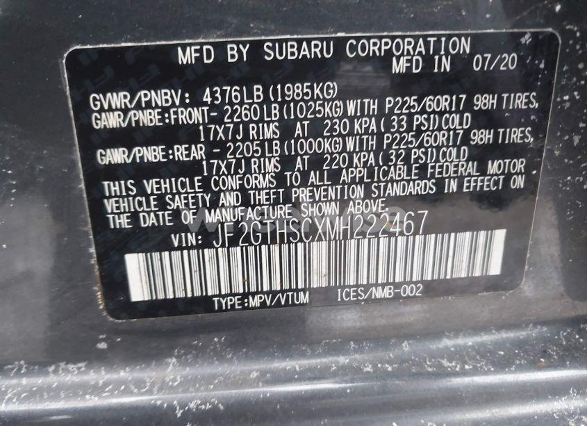 Photo 9 of 2021 Subaru Crosstrek SPORT (VIN JF2GTHSCXMH222467)