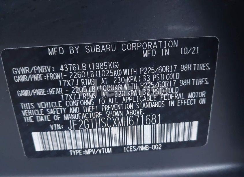 Photo 9 of 2021 Subaru Crosstrek SPORT (VIN JF2GTHSCXMH671681)