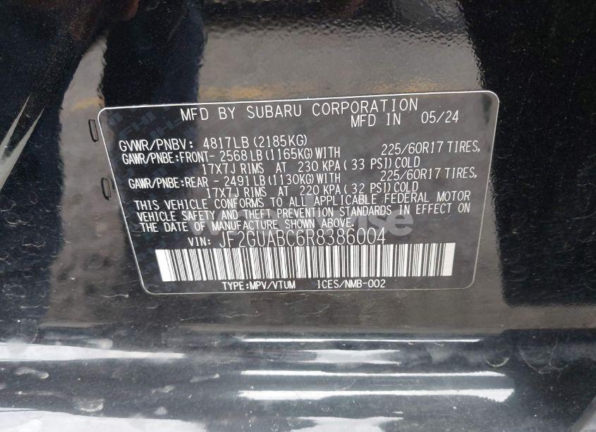 Photo 9 of 2024 Subaru Crosstrek (VIN JF2GUABC6R8386004)