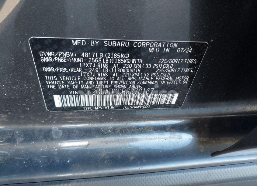 Photo 9 of 2024 Subaru Crosstrek PREMIUM (VIN JF2GUADC0R8878167)