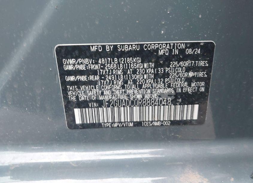 Photo 9 of 2024 Subaru Crosstrek PREMIUM (VIN JF2GUADC0R8884048)