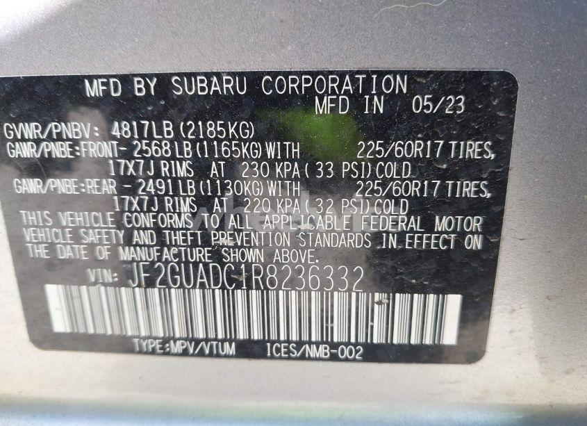 Photo 9 of 2024 Subaru Crosstrek PREMIUM (VIN JF2GUADC1R8236332)