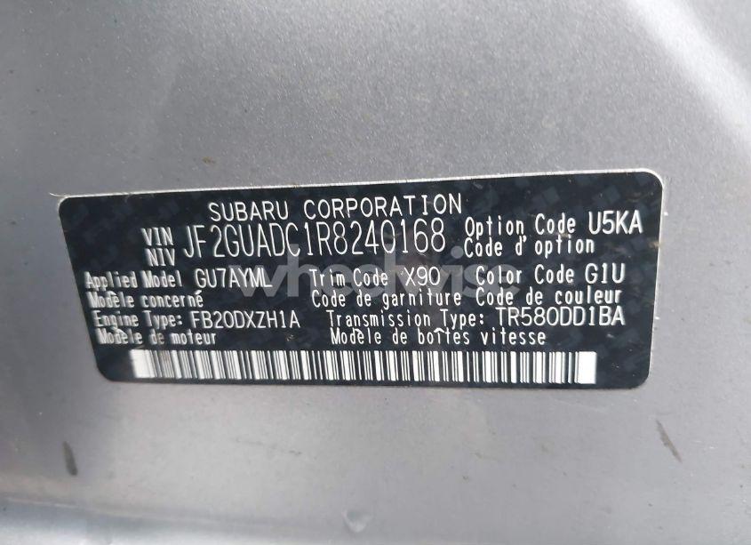 Photo 9 of 2024 Subaru Crosstrek PREMIUM (VIN JF2GUADC1R8240168)