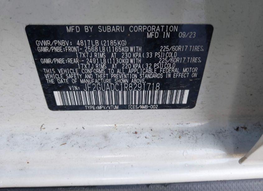 Photo 9 of 2024 Subaru Crosstrek PREMIUM (VIN JF2GUADC1R8291718)