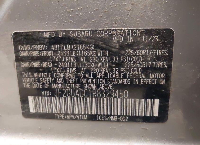 Photo 9 of 2024 Subaru Crosstrek PREMIUM (VIN JF2GUADC1R8329450)