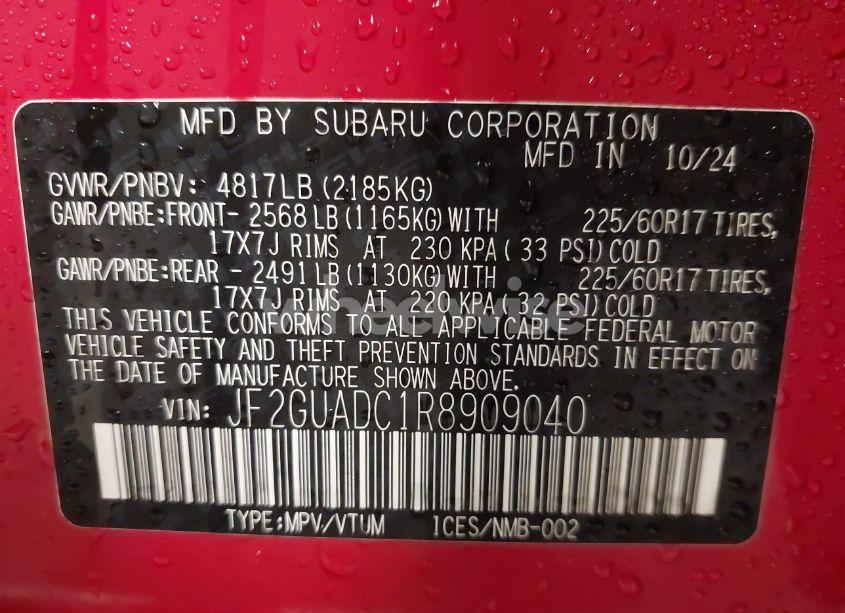 Photo 9 of 2024 Subaru Crosstrek PREMIUM (VIN JF2GUADC1R8909040)