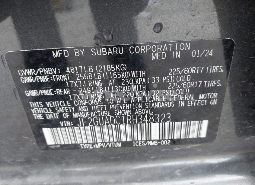 Photo 9 of 2024 Subaru Crosstrek PREMIUM (VIN JF2GUADC1RH348323)