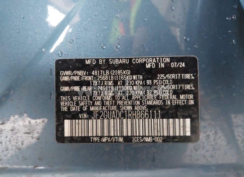 Photo 9 of 2024 Subaru Crosstrek PREMIUM (VIN JF2GUADC1RH866111)